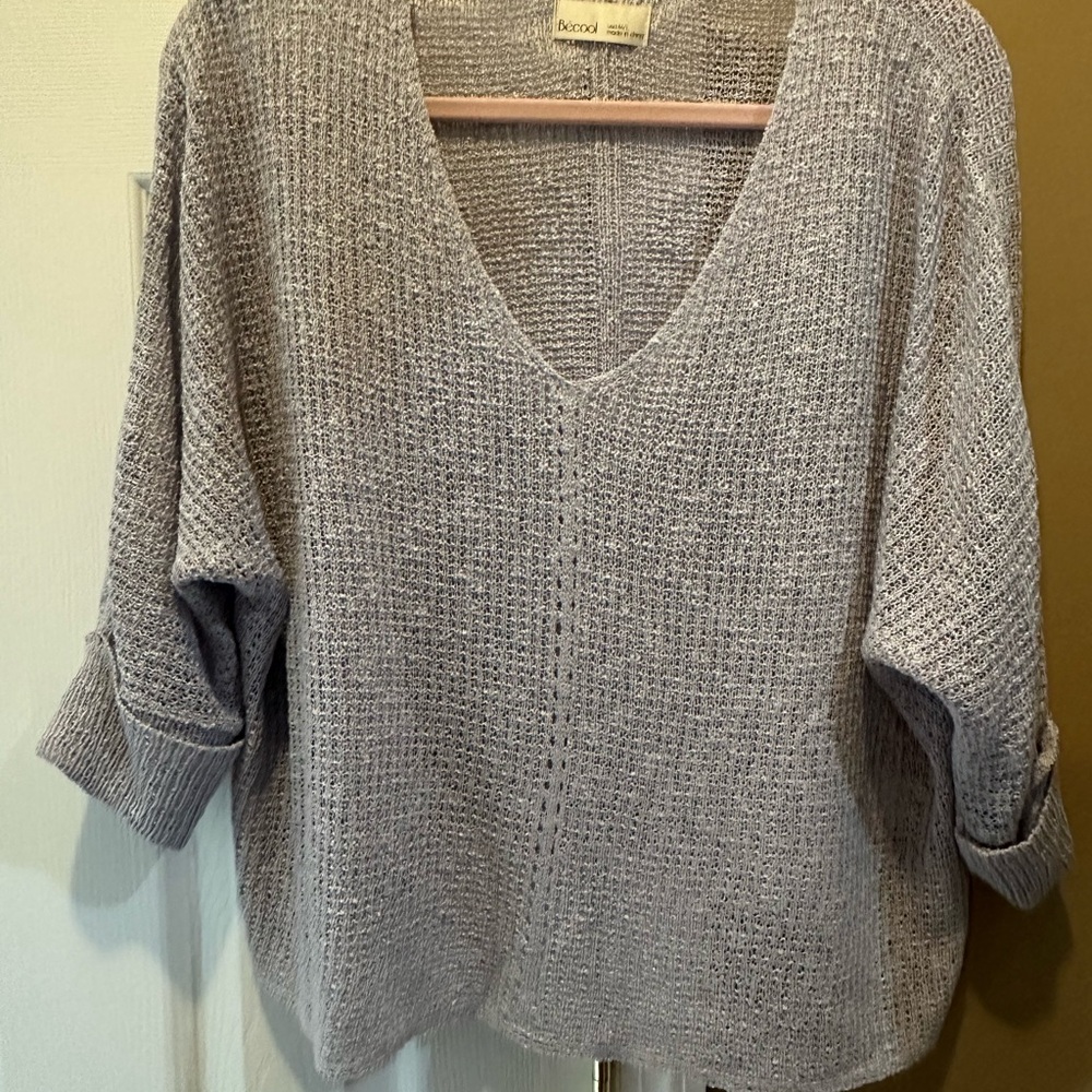 BE COOL Lilac V-Neck 3/4 Sleeve Summer Sweater
